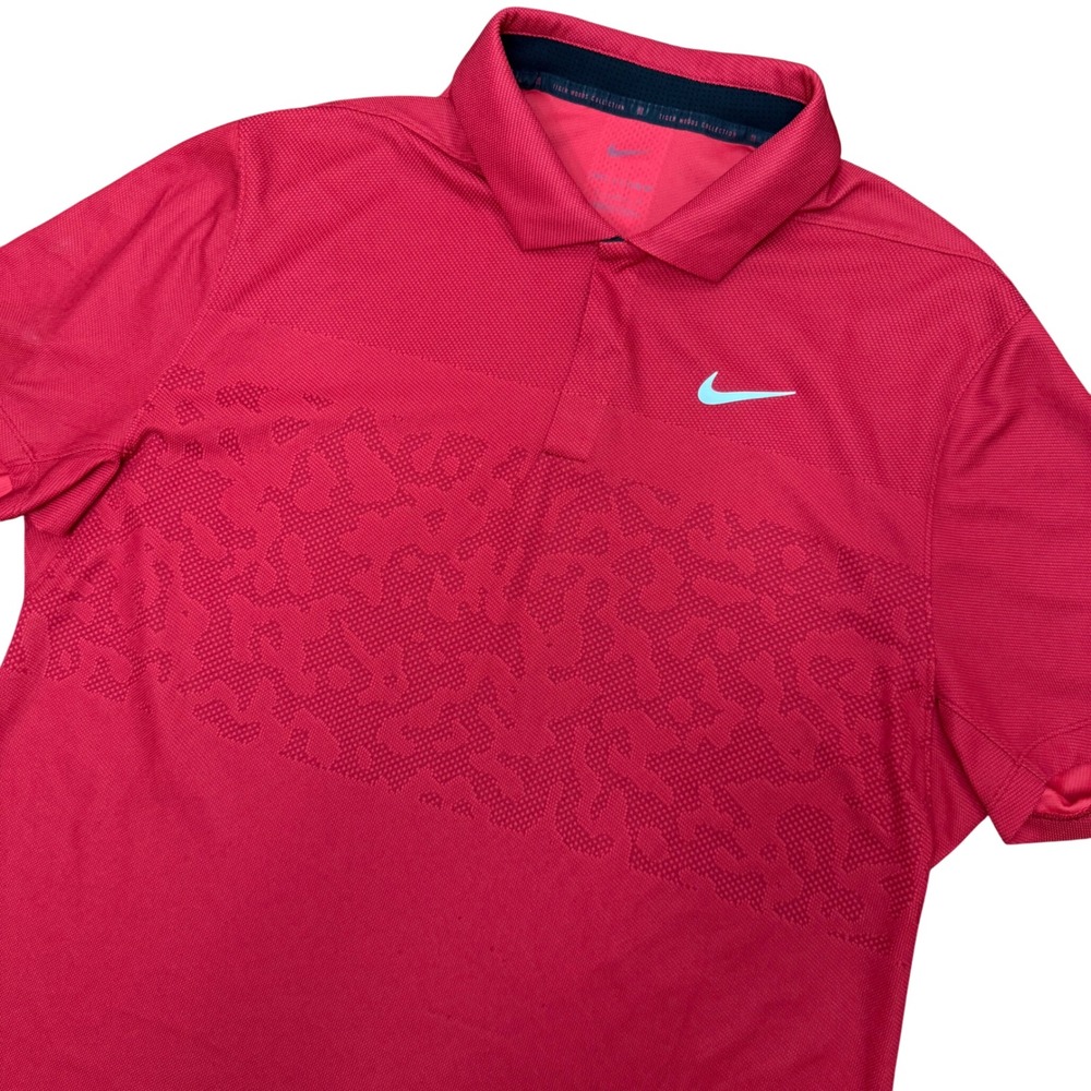 Nike Tiger Woods Polo Mens Large Red Dri-FIT ADV Camo Golf Shirt DR5327-687